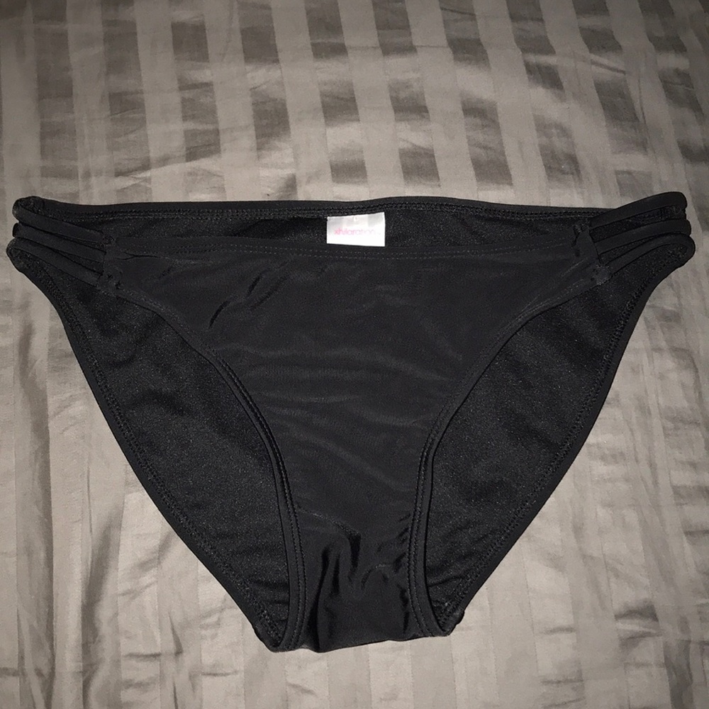 Black strappy side Bikini Bottom